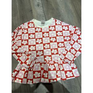 Hanna Andersson Red and Pink Floral Long Sleeve Tee